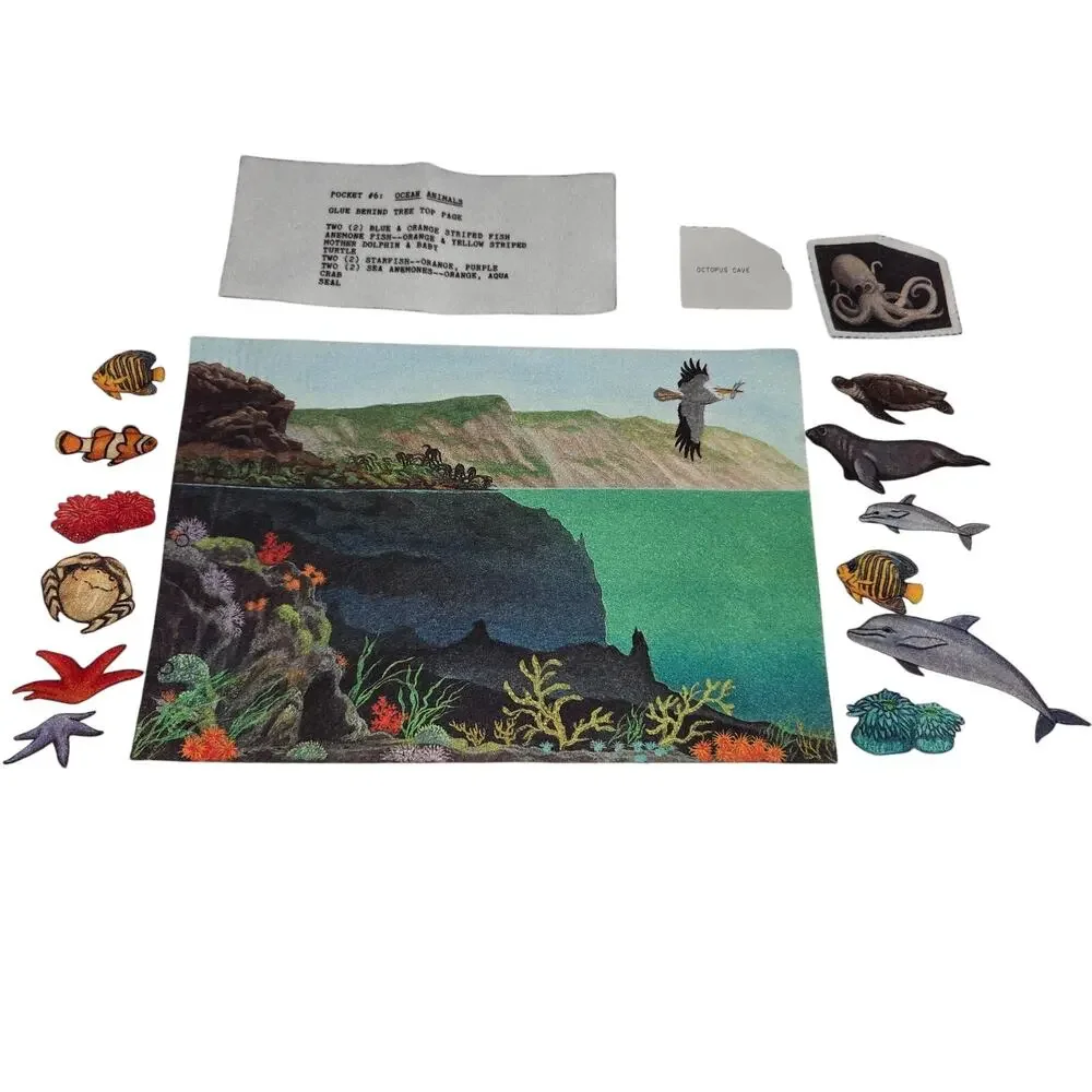Unfinished Fabric Quiet Flannel Board Activity Book Animal‎ Habitats Farm 125+